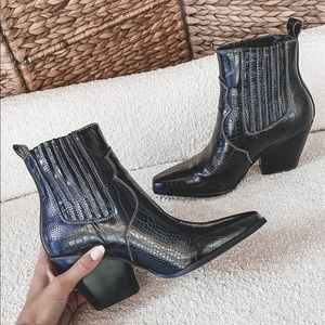 Black Leather Bootie